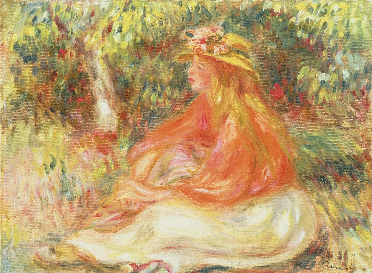 Bir Manzarada Oturan Kız by Pierre Auguste Renoir