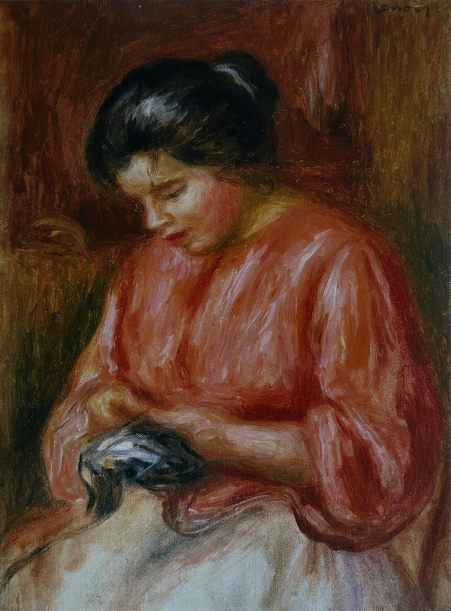 kırmızılı kız by Pierre Auguste Renoir