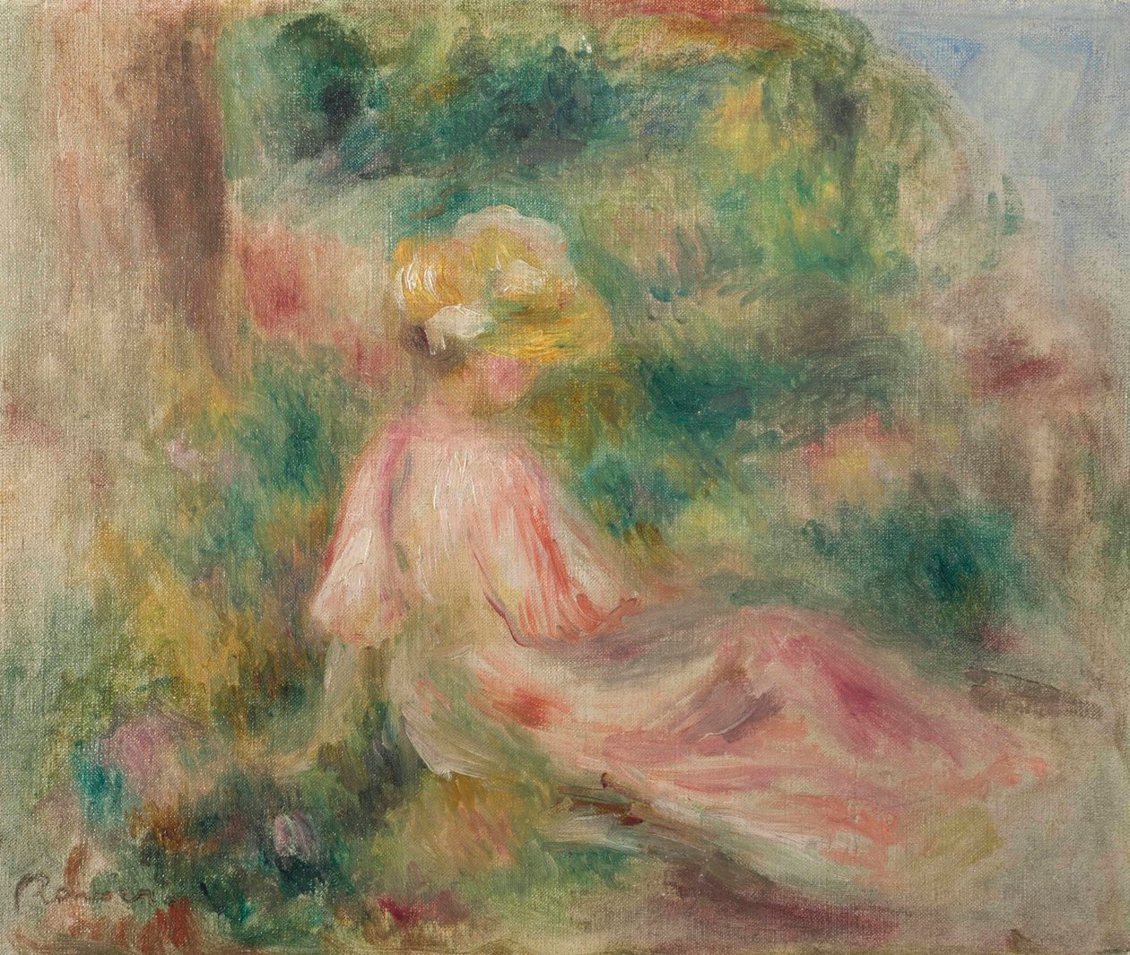 Bir çayırda genç kız by Pierre Auguste Renoir
