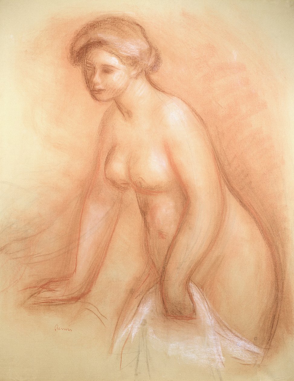 Büyük Yıkanan, 1885-86 dolayları (beyazla yükseltilmiş iyimserlik) by Pierre Auguste Renoir