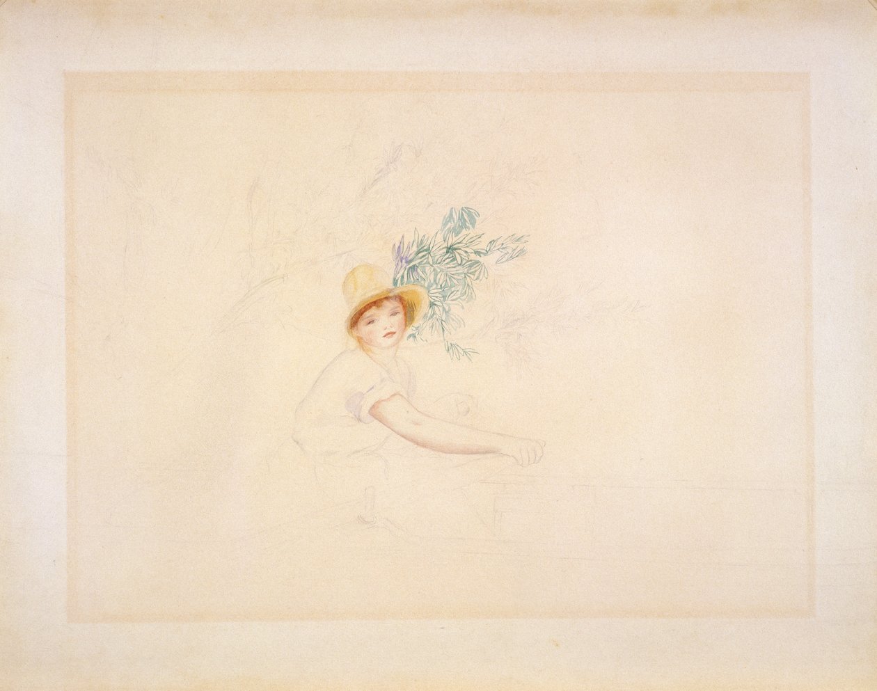 Madame Renoir in a Boat, 1884-86 (pencil und wc on paper) by Pierre Auguste Renoir