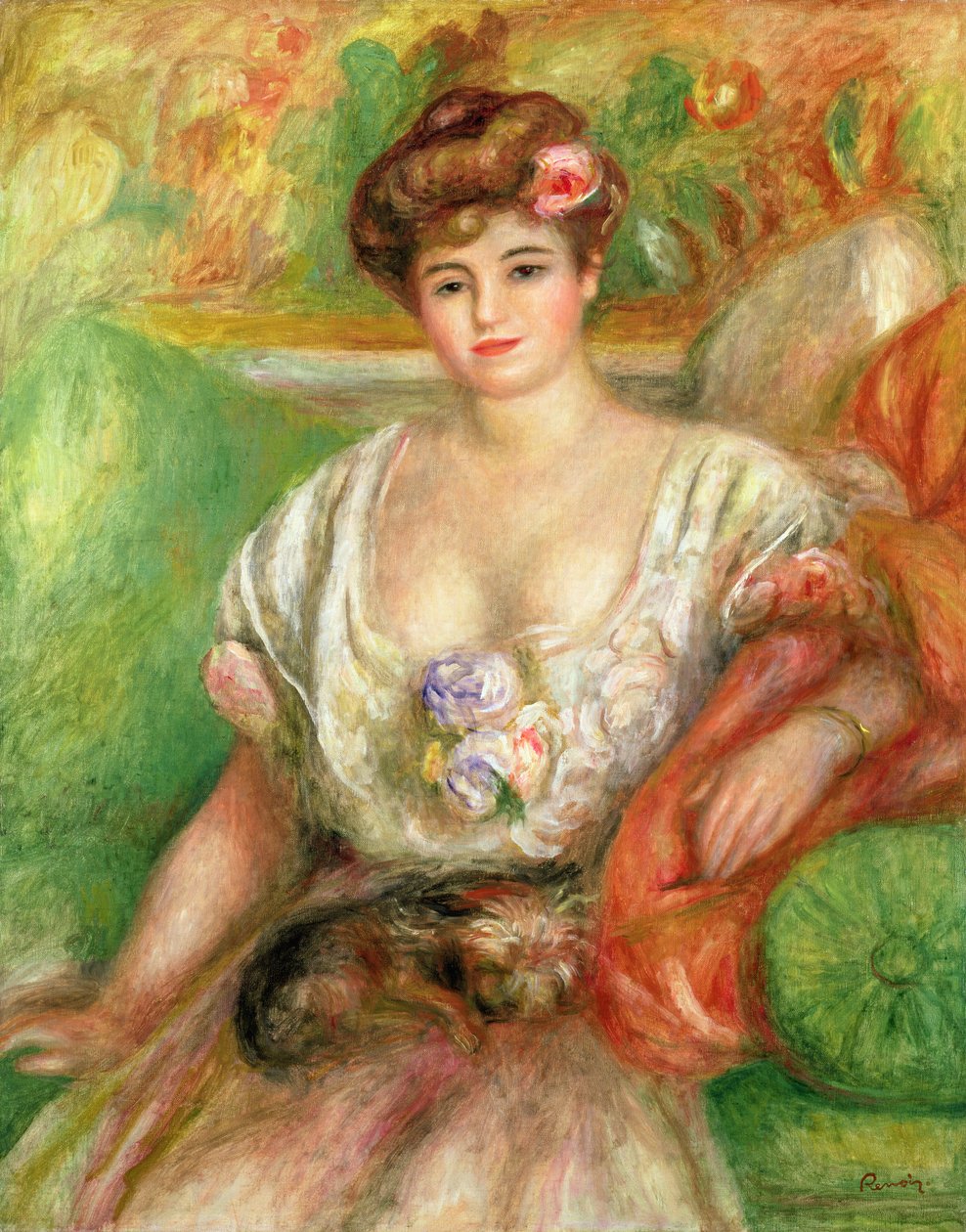 Misia Sert (1872-1950) ve Kucak Köpeği, 1906 dolayları by Pierre Auguste Renoir