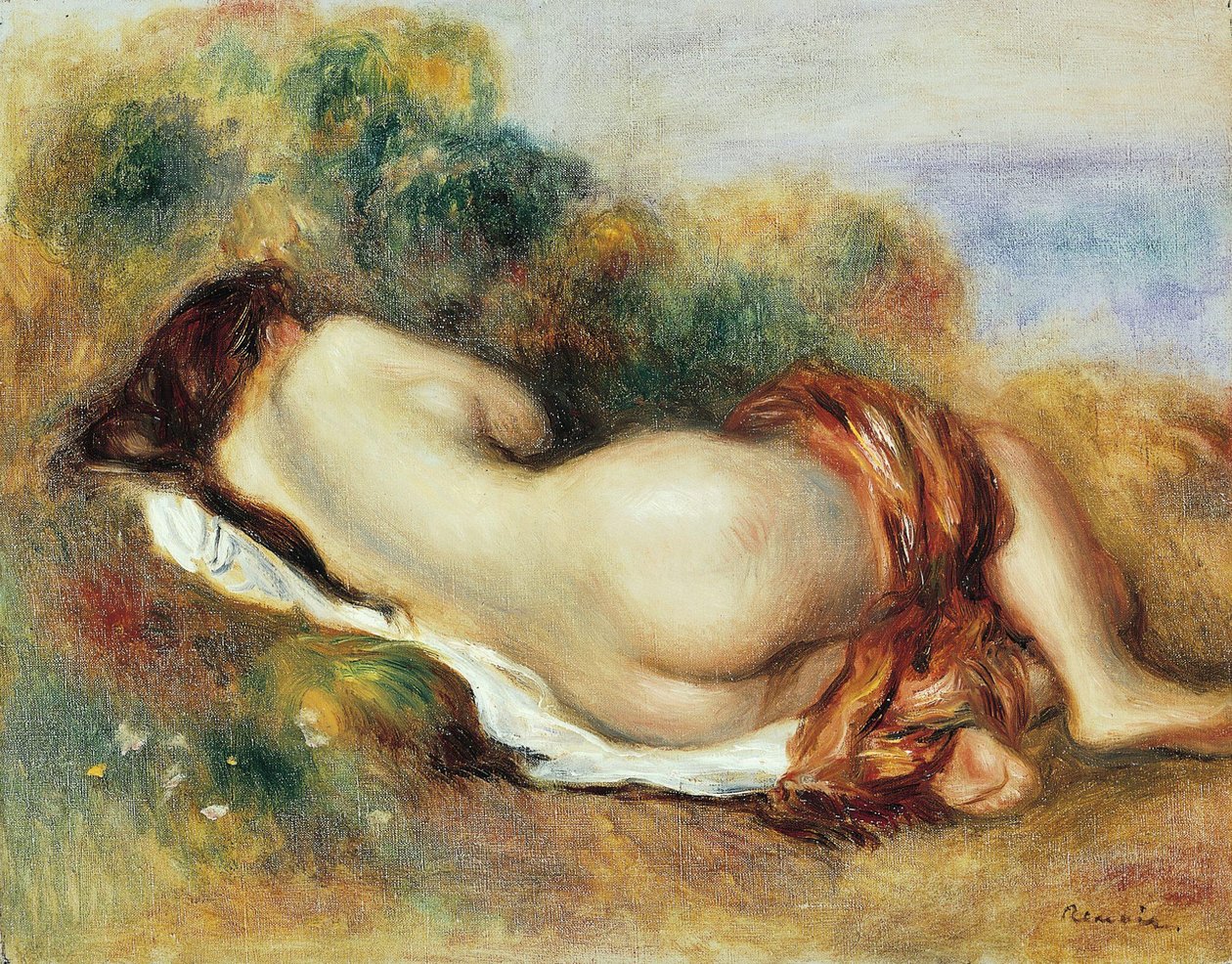 uzanmış çıplak by Pierre Auguste Renoir