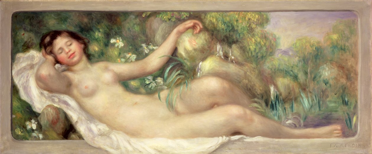 Uzanmış Çıplak (La Source) c.1895-97 by Pierre Auguste Renoir