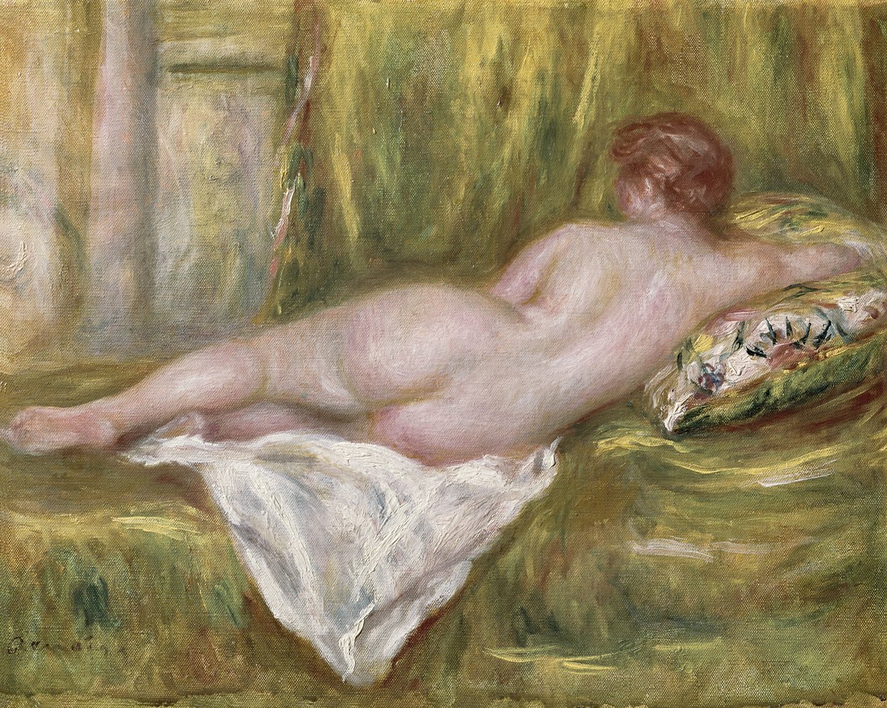 Çıplak Sırttan Uzanmak, Banyodan Sonra Dinlenmek by Pierre Auguste Renoir