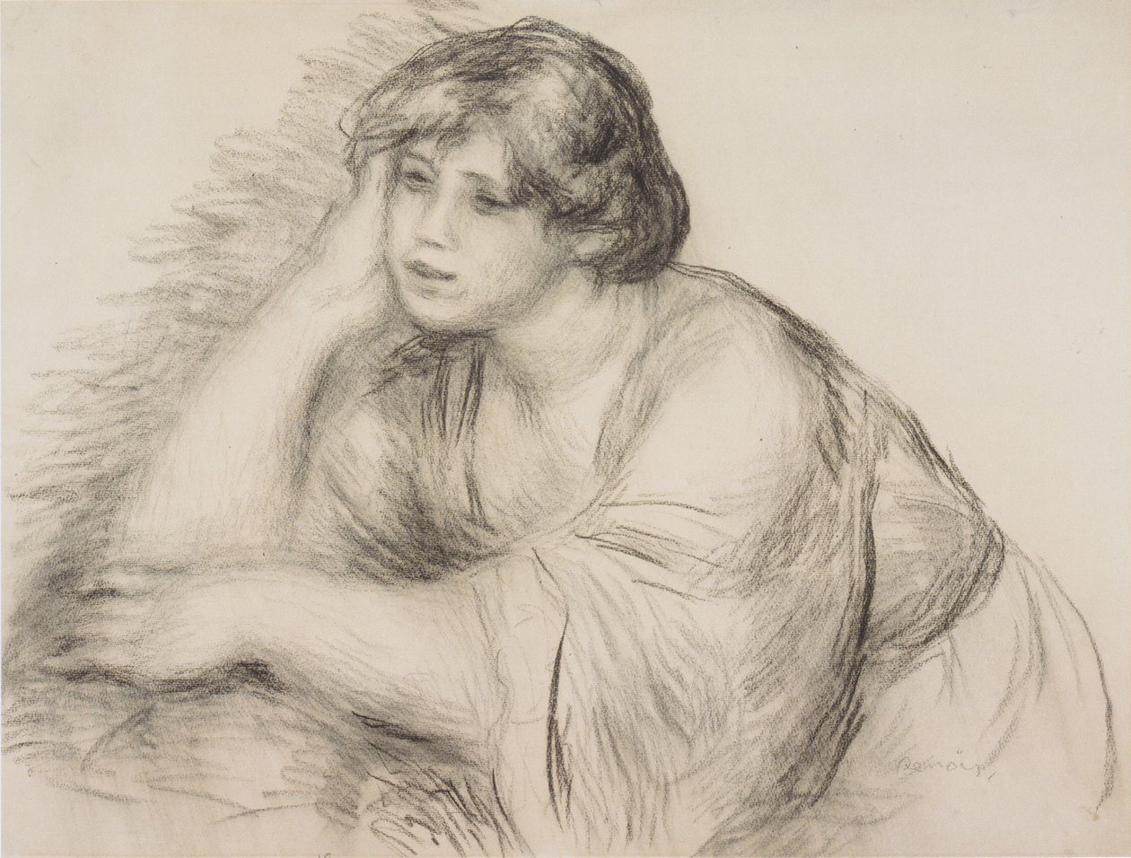 oturan kız by Pierre Auguste Renoir