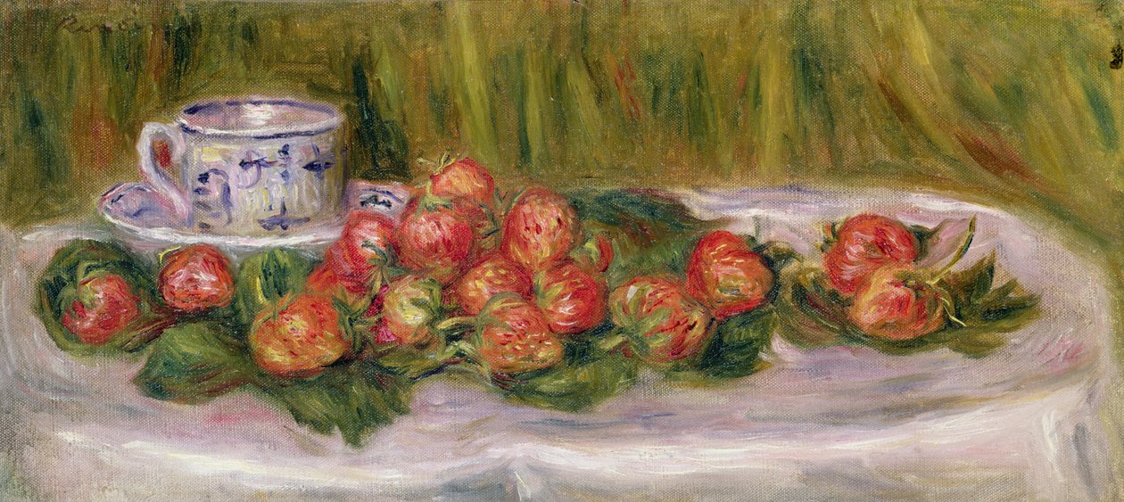 Çilek ve Çay Fincanı Natürmort, 1905 dolayları by Pierre Auguste Renoir