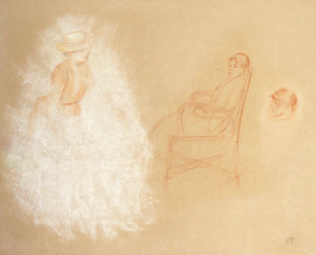 Kadın Çalışmaları (kağıt üzerinde tebeşir) by Pierre Auguste Renoir