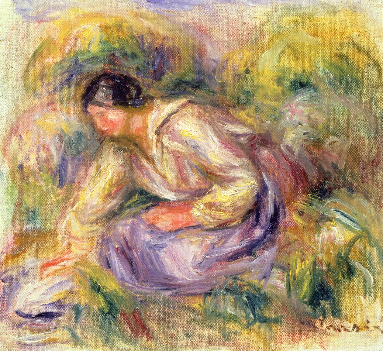 Mavi Çamaşırcı Kadın, 1917 by Pierre Auguste Renoir