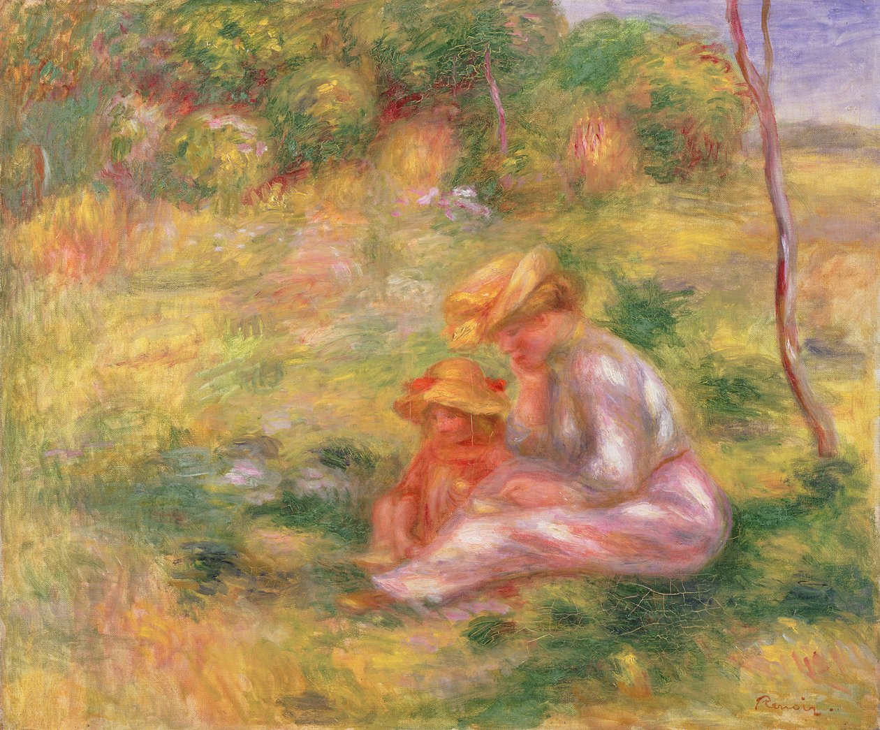 Tarlada Oturan Kadın ve Çocuk, 1898 dolayları by Pierre Auguste Renoir