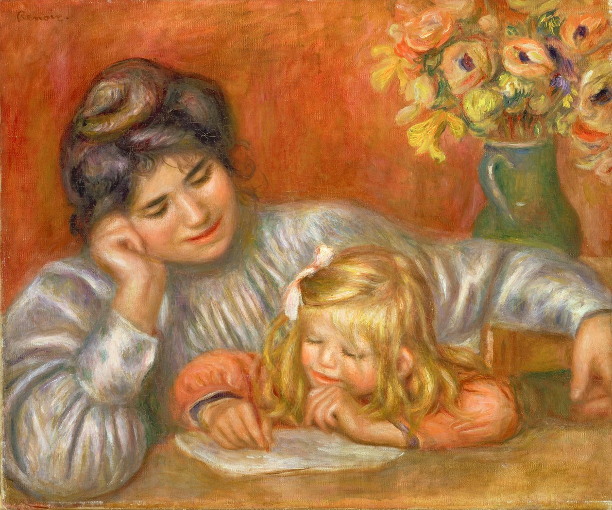 Yazma Dersi (Gabrielle ve Claude), 1905 by Pierre Auguste Renoir