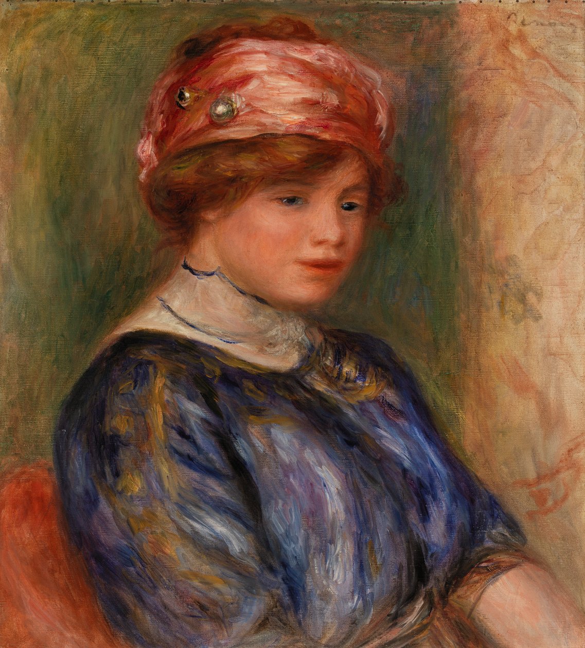 Mavili genç kadın, büstü by Pierre Auguste Renoir
