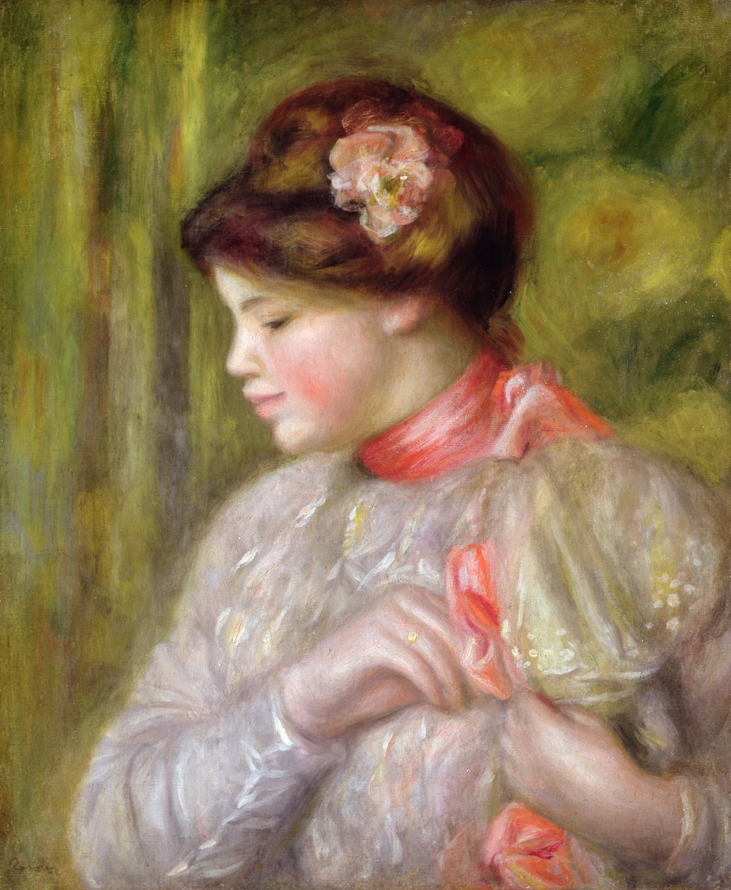 Bluzunu düzelten genç kadın, 1900 by Pierre Auguste Renoir