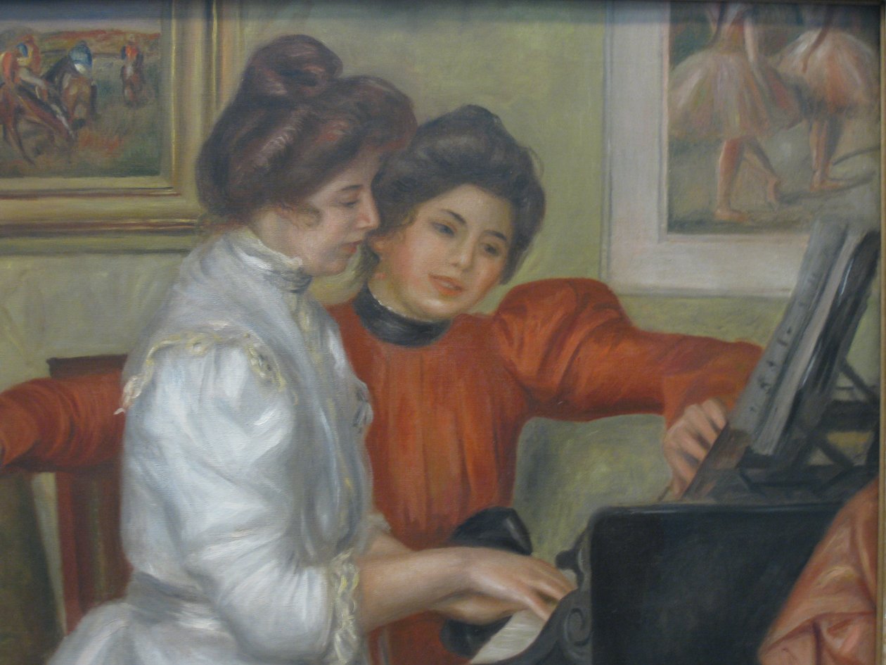 Piyanoda Yvonne ve Christine Lerolle by Pierre Auguste Renoir