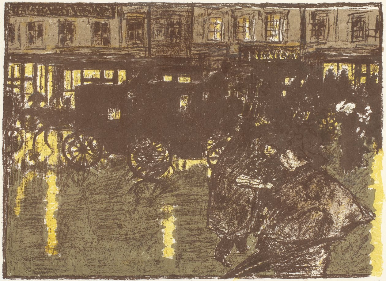 Sokak, akşam, yağmur altında, diziden litografi Paris yaşamının bazı yönleri by Pierre Bonnard