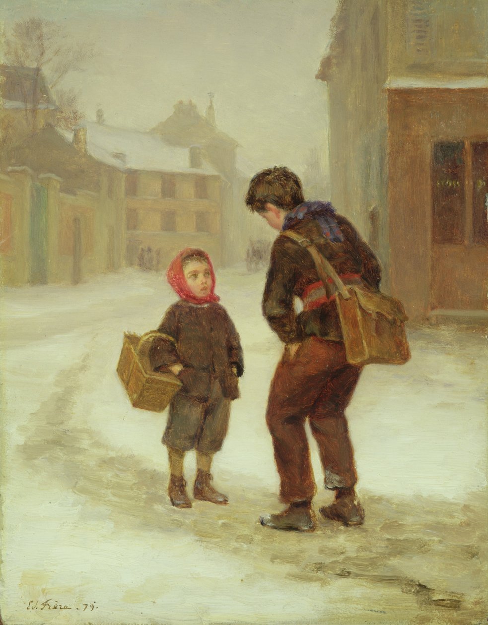 Karda okula giderken, 1879 by Pierre Edouard Frere