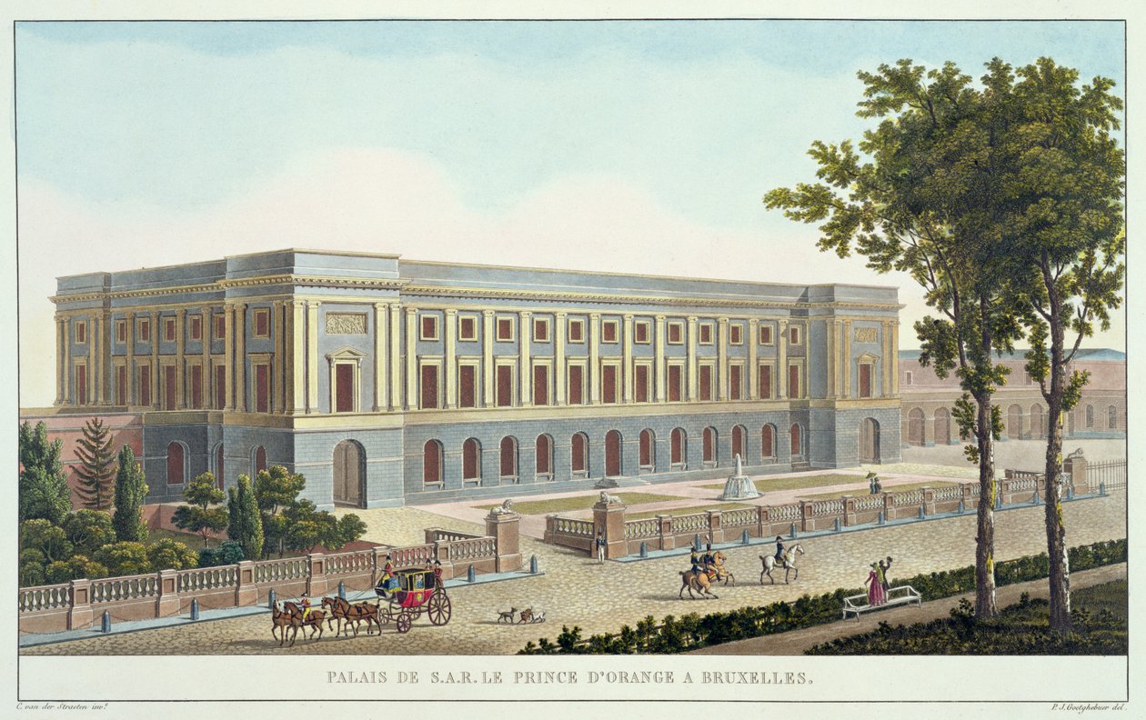 Orange Prensi Sarayı, Brüksel, Charles van tarafından oyulmuş Pierre Jacques Goetghebuer (1788-1866) tarafından Hollanda Krallığı