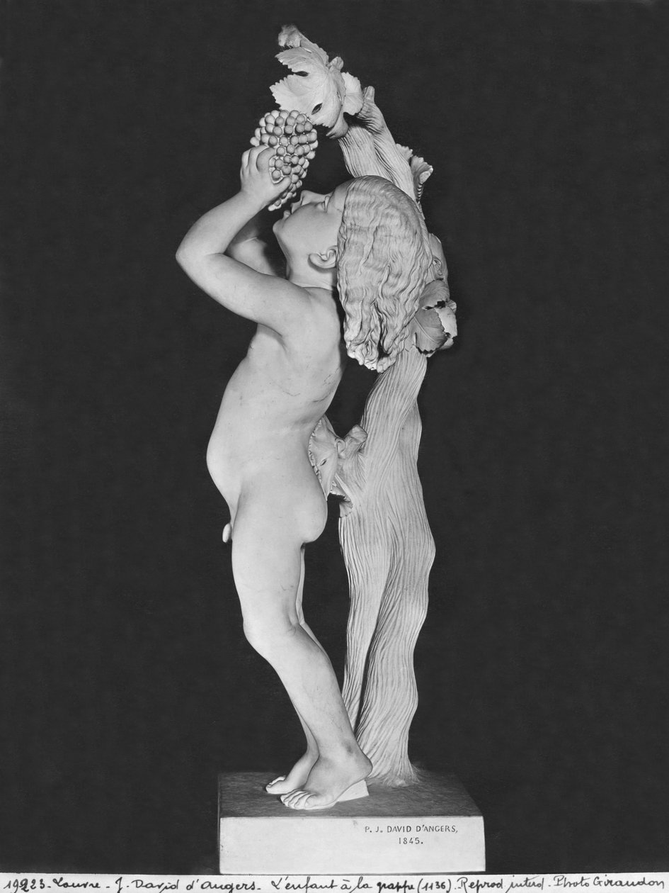 Child with grapes, 1845 (marble) (see also 414583) by Pierre Jean David d