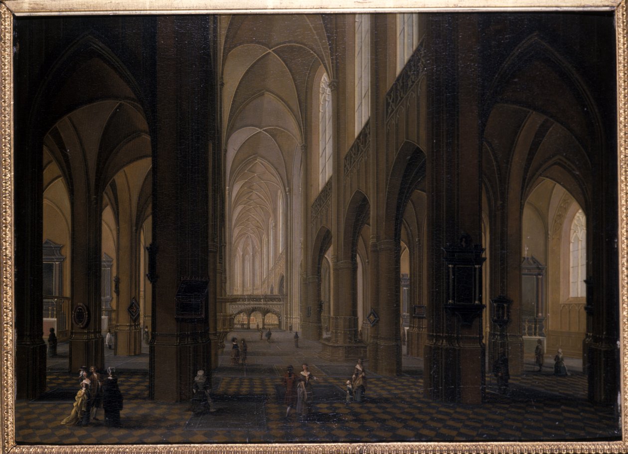Gotik bir kilisenin içi, 1751-1800 by Pierre Joseph Lafontaine