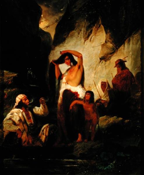 Ronda Dağlarında Çingenelerin Durması, 1832 by Pierre Jules Jollivet
