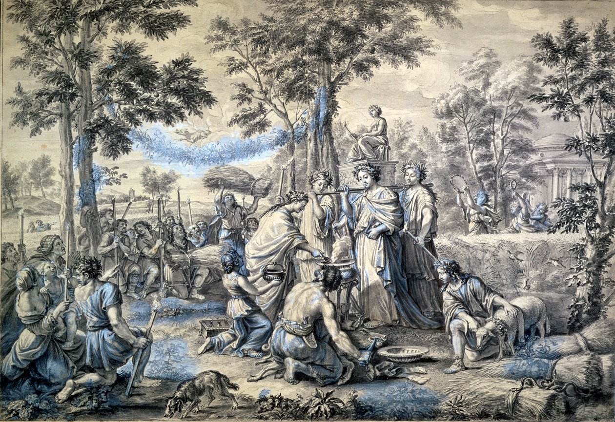 Yaz, Gobelins goblen fabrikasında üretilen bir dizi halıdan biri için çalışın by Pierre Mignard