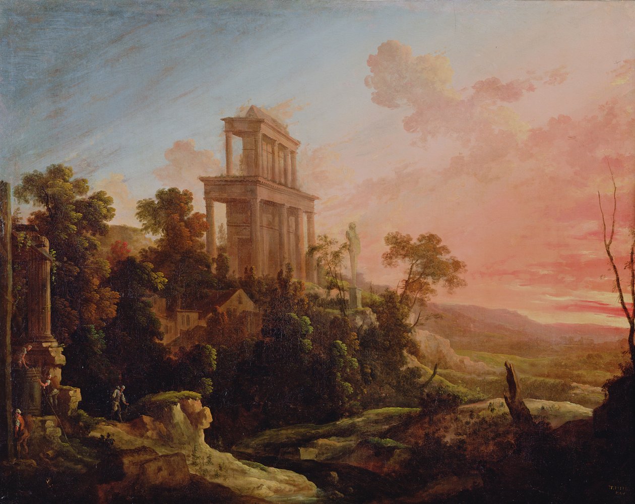Batan Güneş ile Manzara, 1705 by Pierre Patel