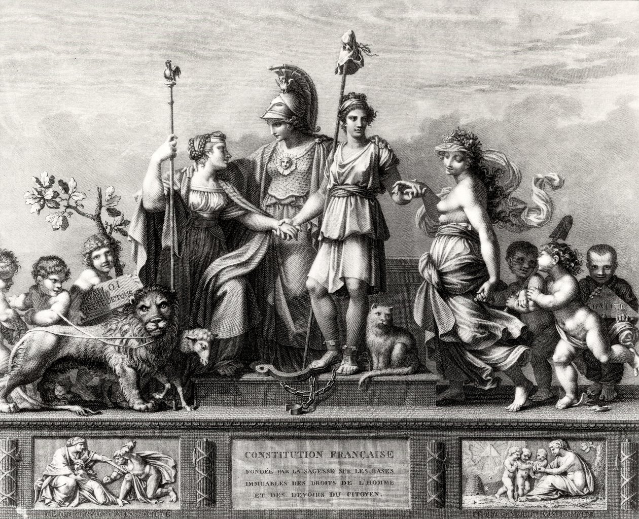 The French Constitution, engraved by Jacques Louis Copia (1764-99)   by Pierre Paul Prudhon