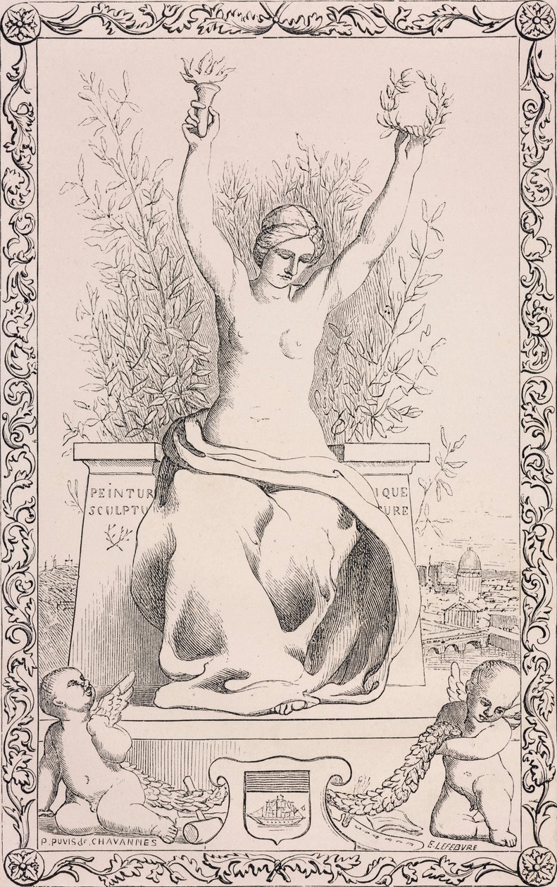 ಪ್ಯಾರಿಸ್‌ನ ರೂಪಕ, 19 ನೇ ಶತಮಾನದ (bw ಕೆತ್ತನೆ) turk by Pierre Puvis de Chavannes