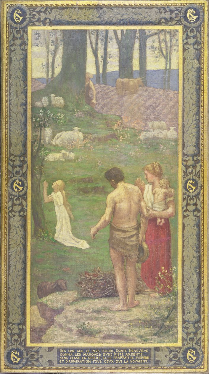 Aziz Genevieve Çocukken Namazda, 1879 by Pierre Puvis de Chavannes