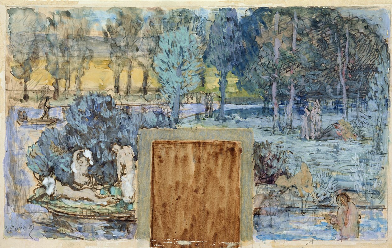 Yaz, 1891 (kağıt üzerine wc ve guaj) by Pierre Puvis de Chavannes