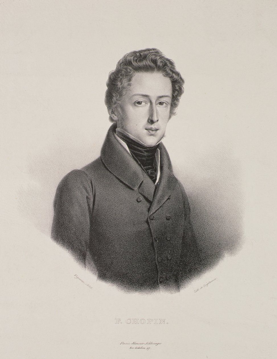 Frederic Chopin (1810-49) Gottfried Engelmann (1788-1839) 1833 tarafından kazınmış by Pierre Roch Vigneron