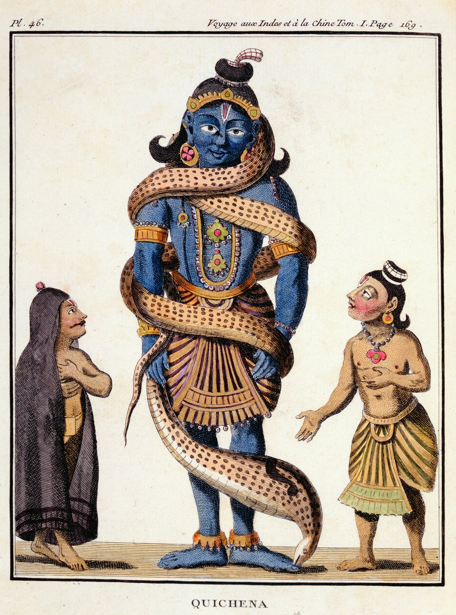 Kaliya Yılanı tarafından sıkılmış Krishna, Pierre Sonnerat tarafından 