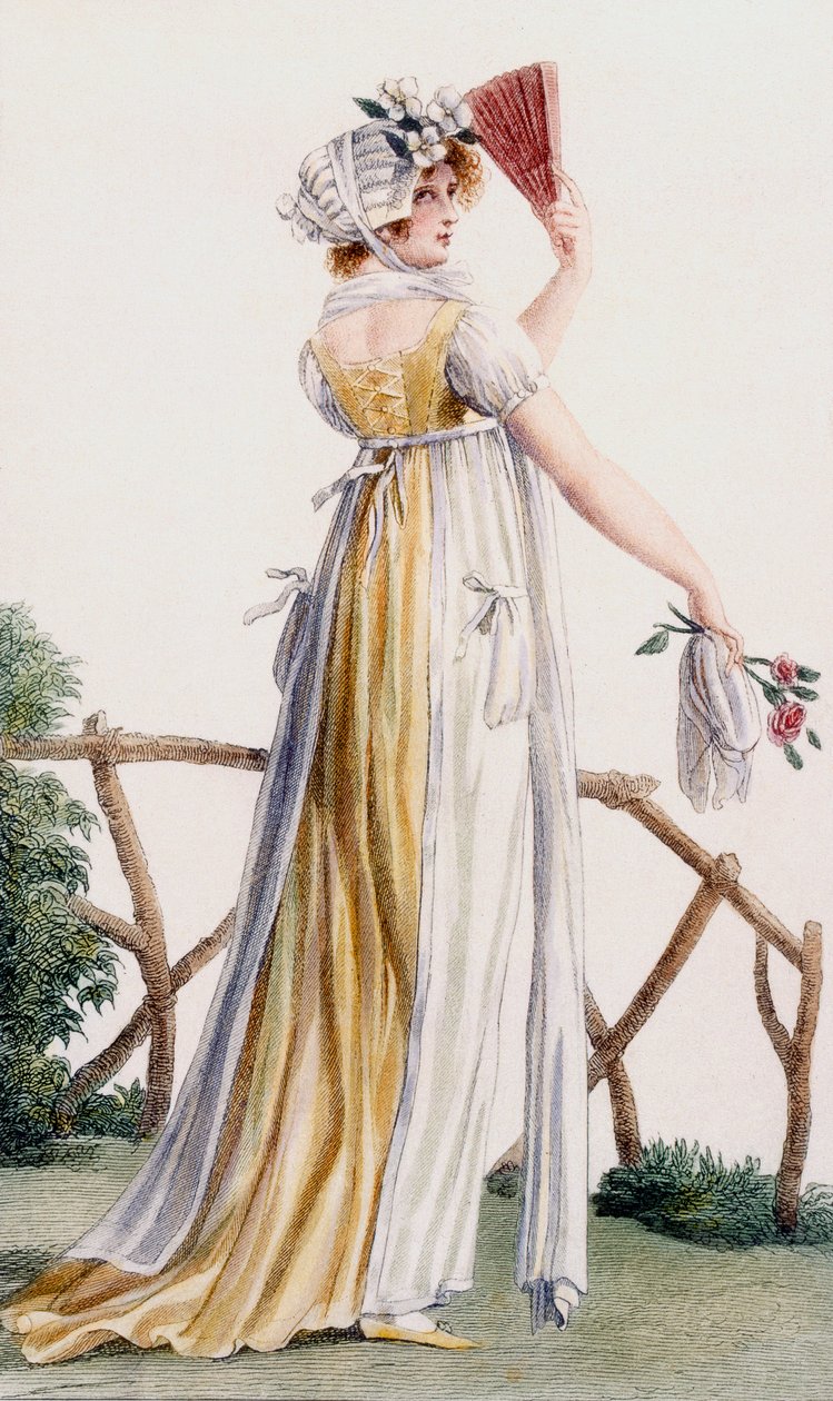 Country tarzı bir bayan elbisesi, 'Journal des Dames et des Modes'dan bir illüstrasyon, 1799 by Pierre de La Mesangere