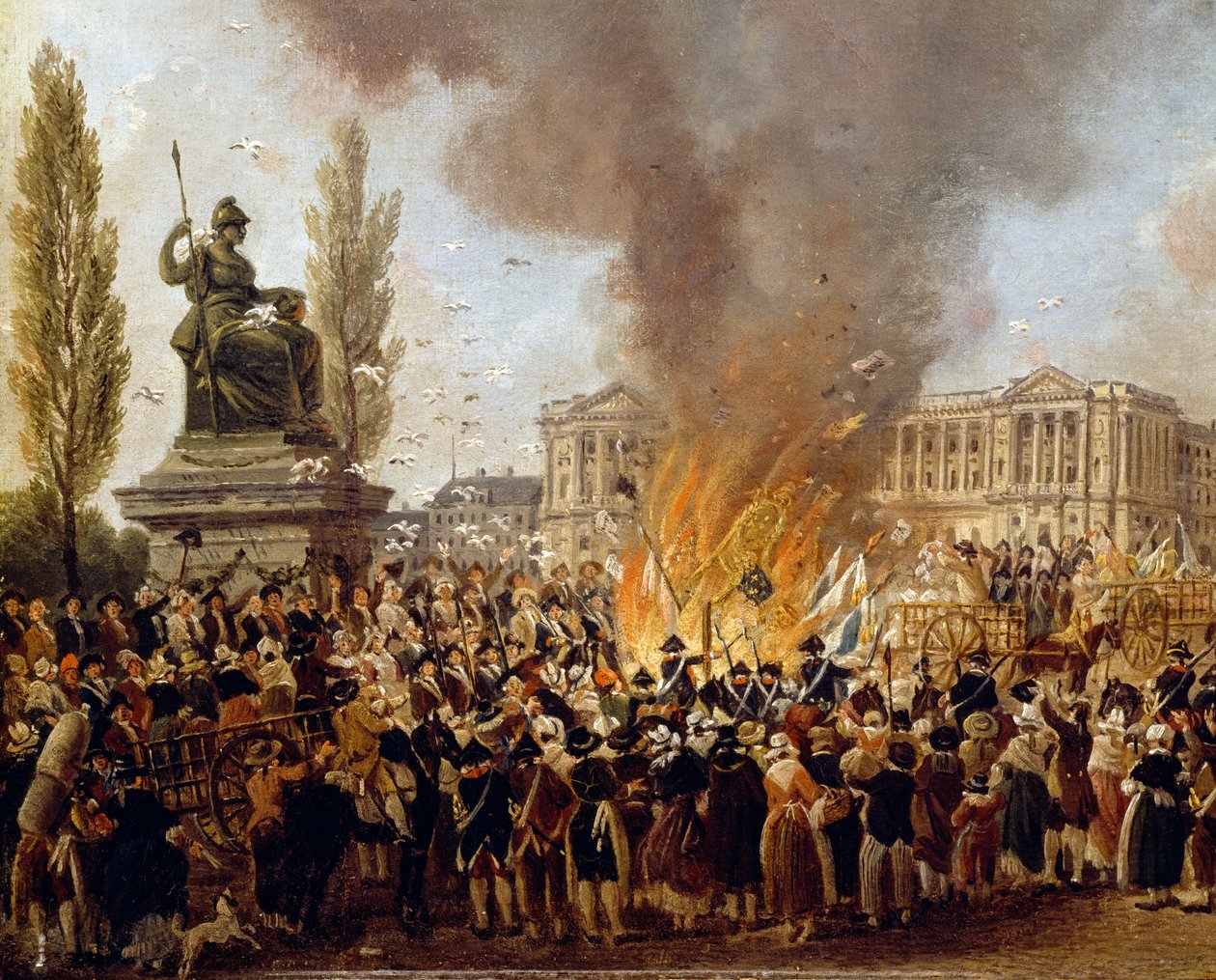 Monarşinin amblemlerini yok eden Birlik Kutlaması, Place de la Concorde by Pierre Antoine Demachy