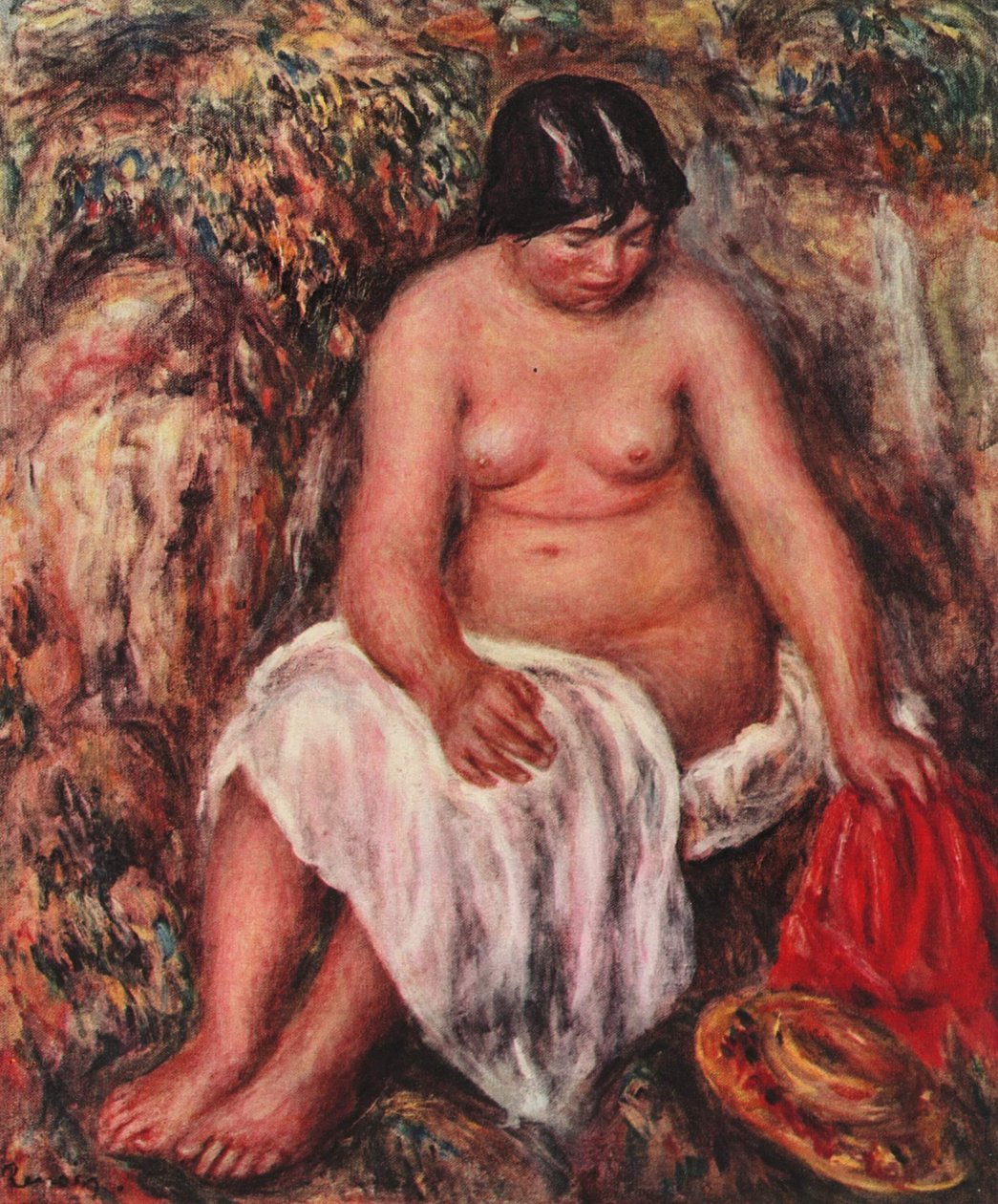  Akt mit Strohhutn by Pierre Auguste Renoir