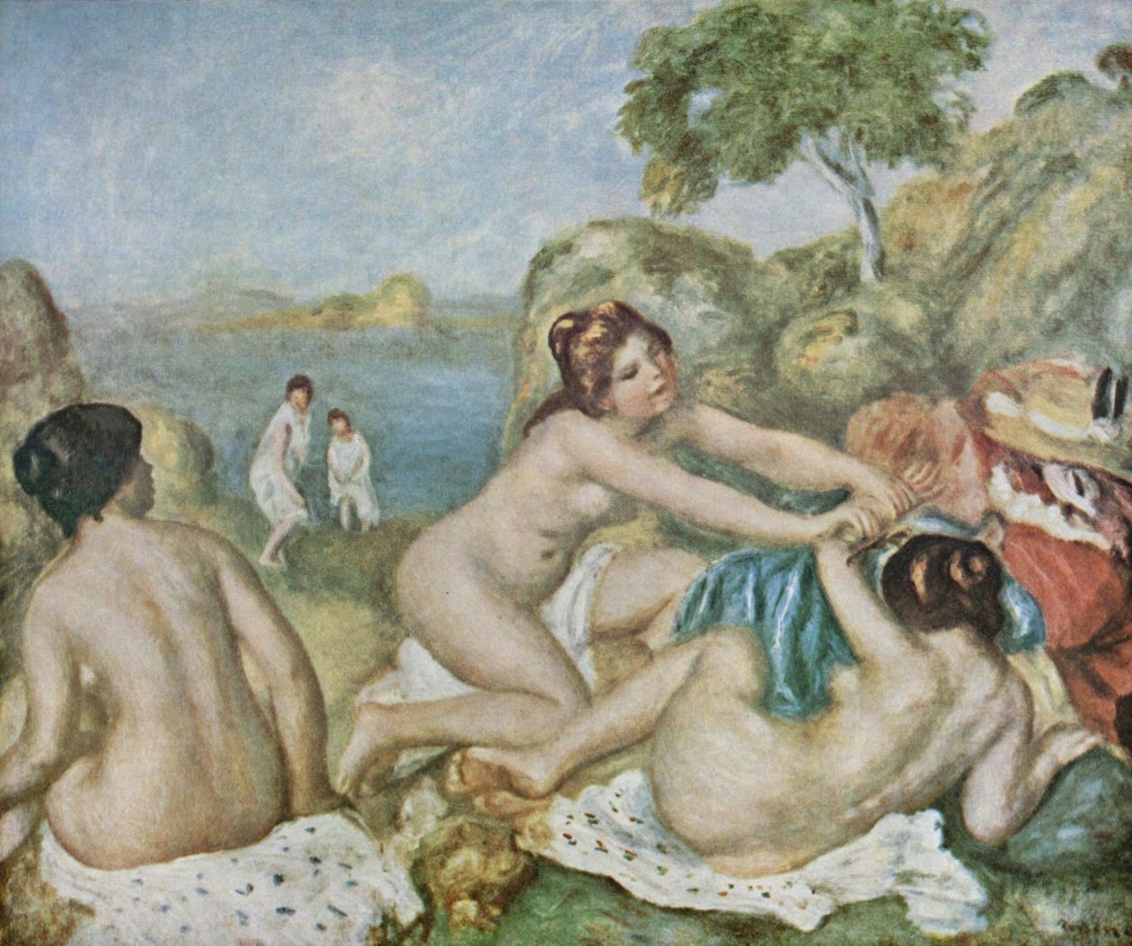 Yengeçlerle banyo yapan üç kız by Pierre Auguste Renoir