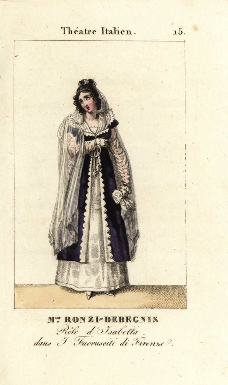 Mme. Ronzi-Debegnis, I Fuoruscit di Firenze, Theatre Italien, 1819 (gravür) by Pierre Charles Baquoy