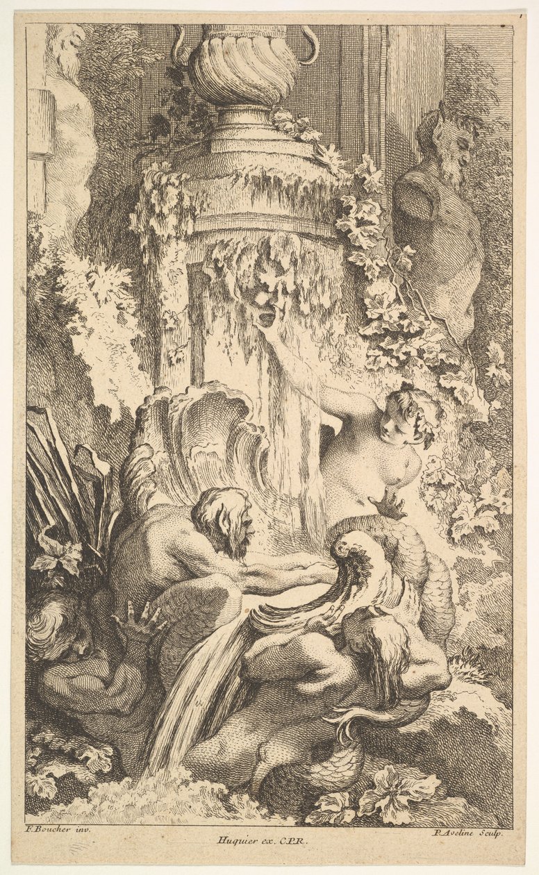 Naiades, Tritons ve Priap Hamamı, 1736. by Pierre Alexandre Aveline