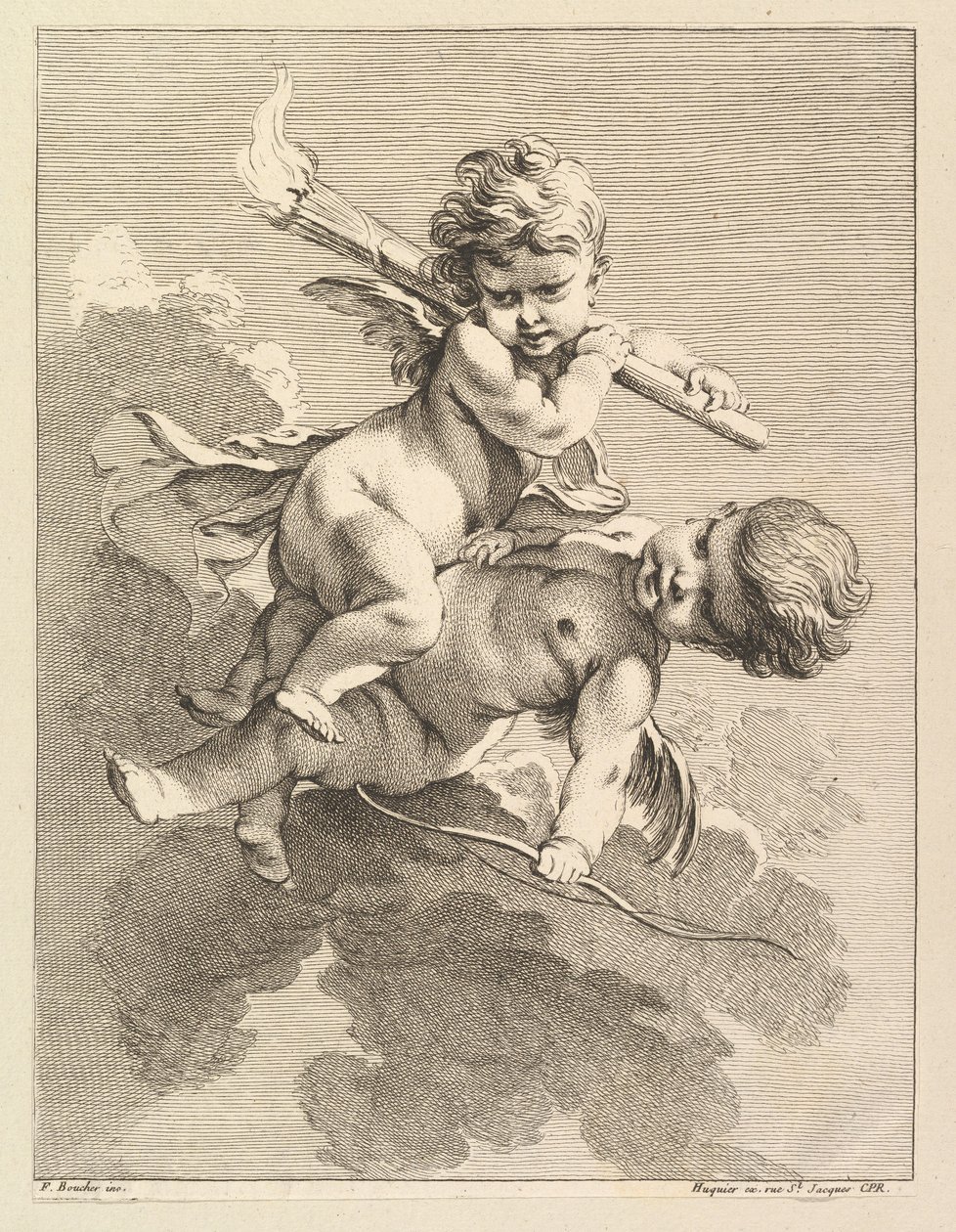 İki Aşk Tanrısı, Biri Meşale Taşıyan, Diğeri Yay, 1727-60. by Pierre Alexandre Aveline
