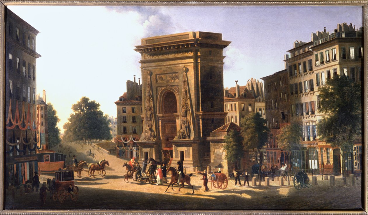 Boulevard du Temple ve Porte Saint Denis, Paris, 1810 civarı (resim) by Pierre Alexandre Pau de Saint Martin