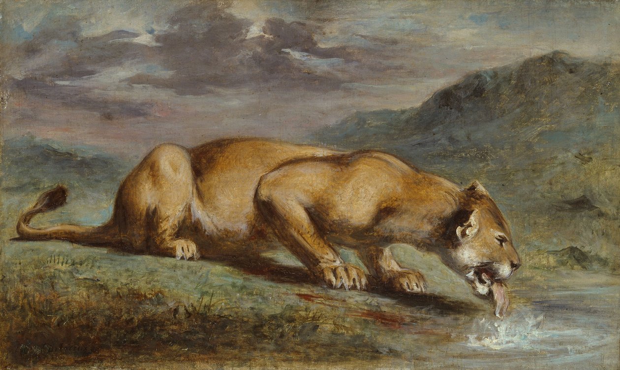 Yaralı Dişi Aslan, 1840?50 by Pierre Andrieu