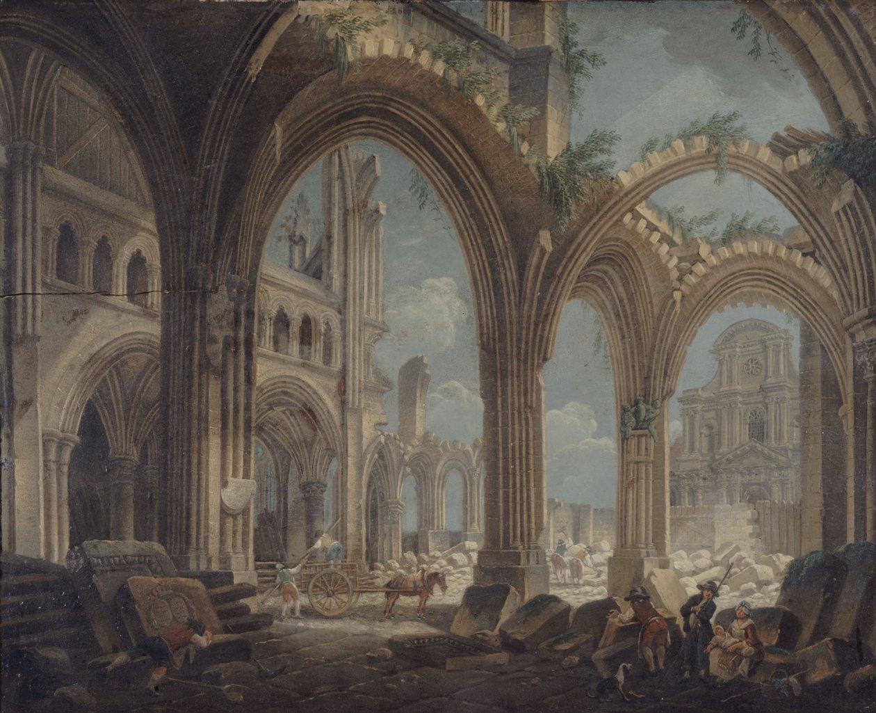 Saint-Jean-en-Greve kilisesinin yıkılması, 1800 civarı (tuval üzerine yağlıboya) by Pierre Antoine Demachy