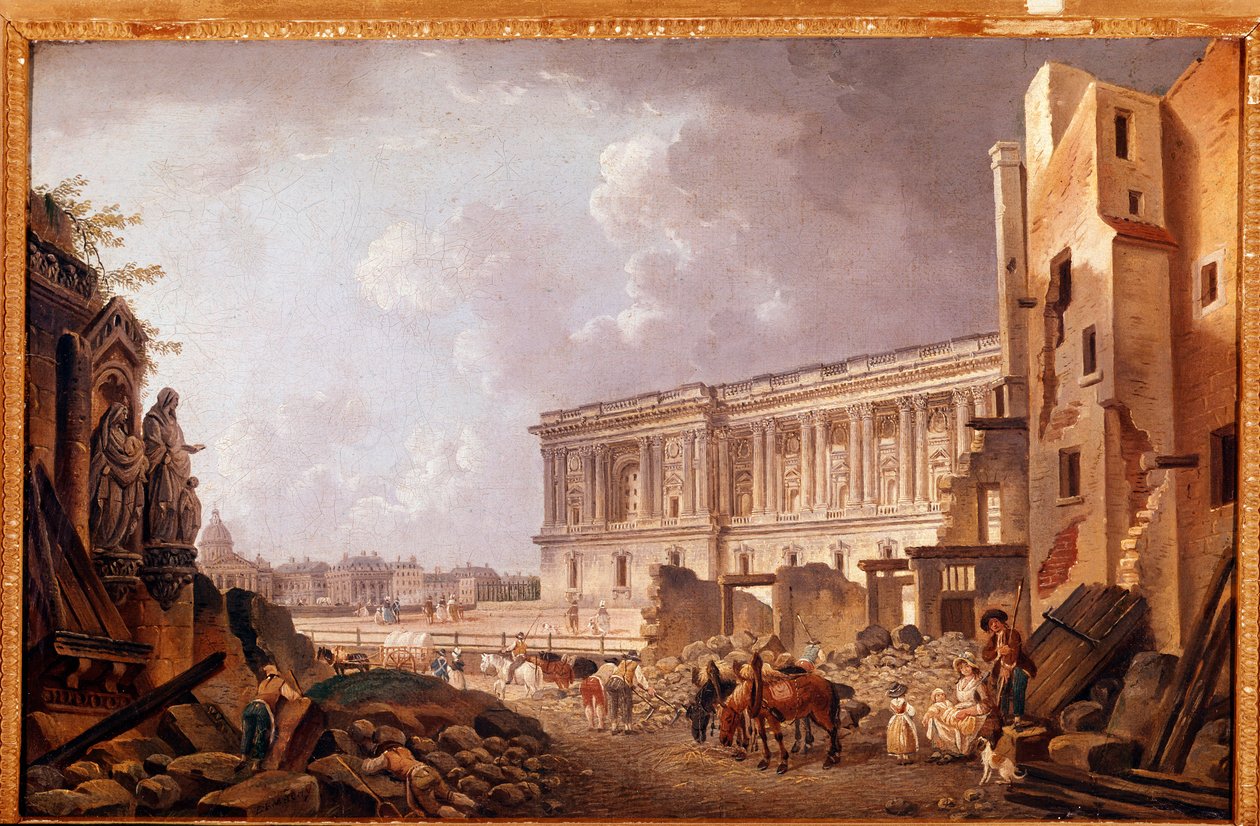 Louvre sütun dizisinin muhteşem manzarası (tuval üzerine yağlı boya by Pierre Antoine Demachy