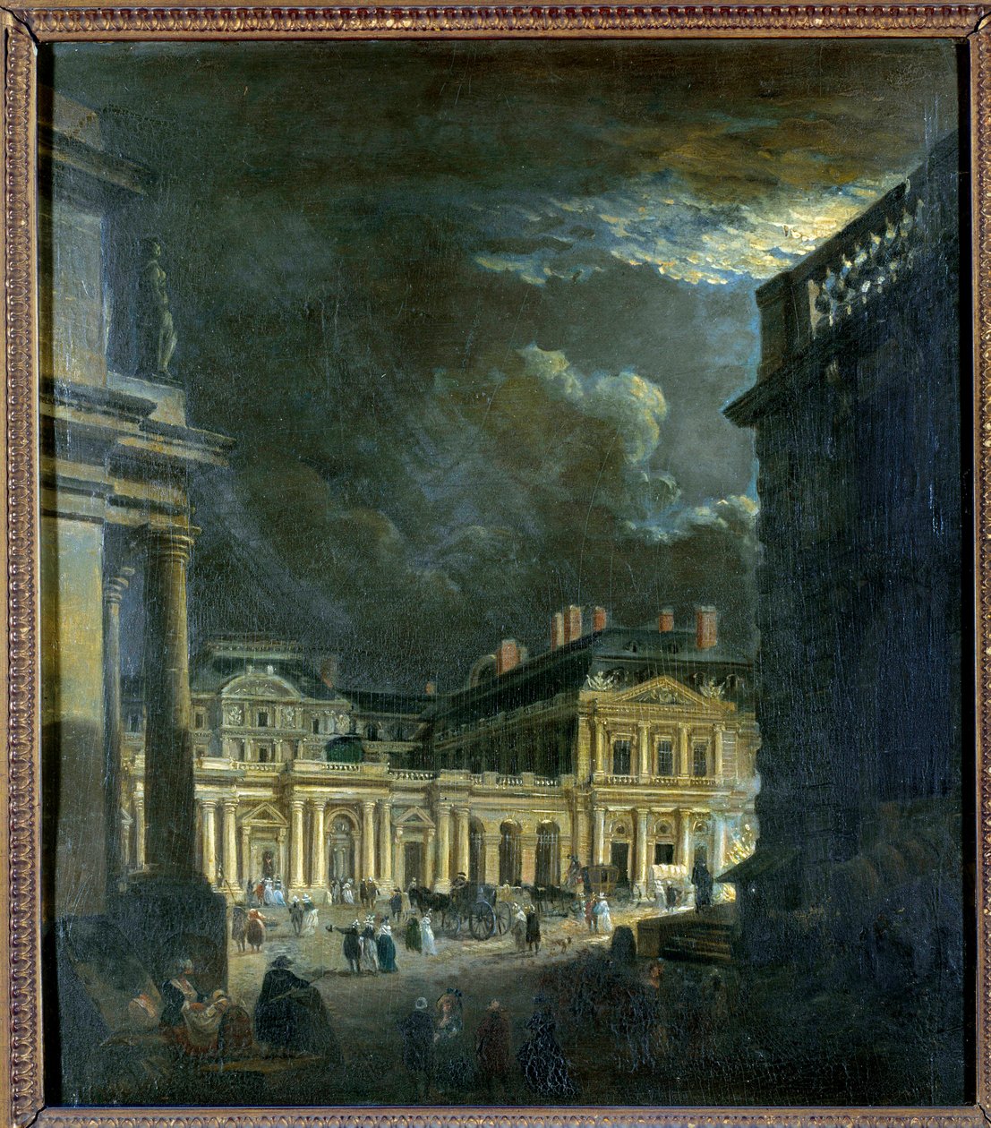 Ay ışığında Paris'te La Place du Palais Royal Boyama Pierre Demachy (1723-1807) 18. yüzyıl Güneşi. 0,39x0,34 m Paris, Musee Carnavalet by Pierre Antoine Demachy