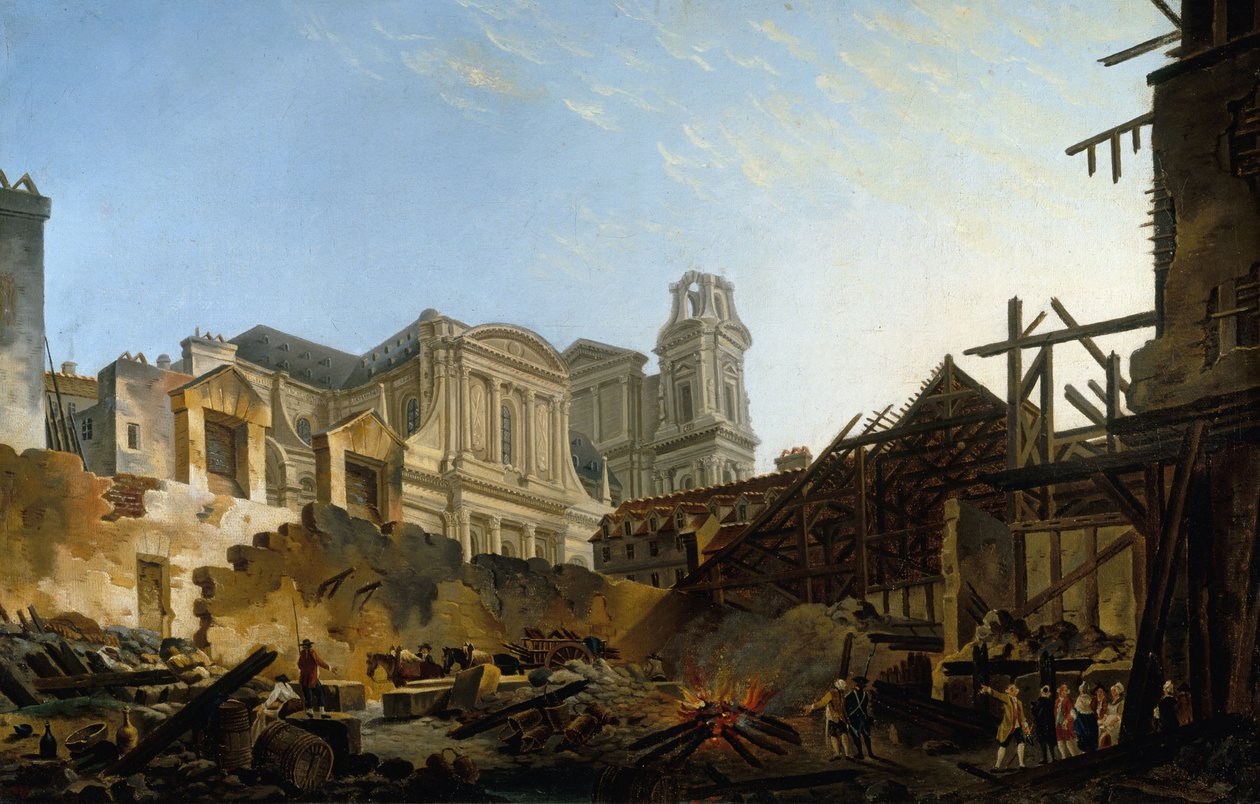 Foire Saint-Germain, 16-17 Mart 1762, 1762 gecesi yangından sonra. by Pierre Antoine Demachy
