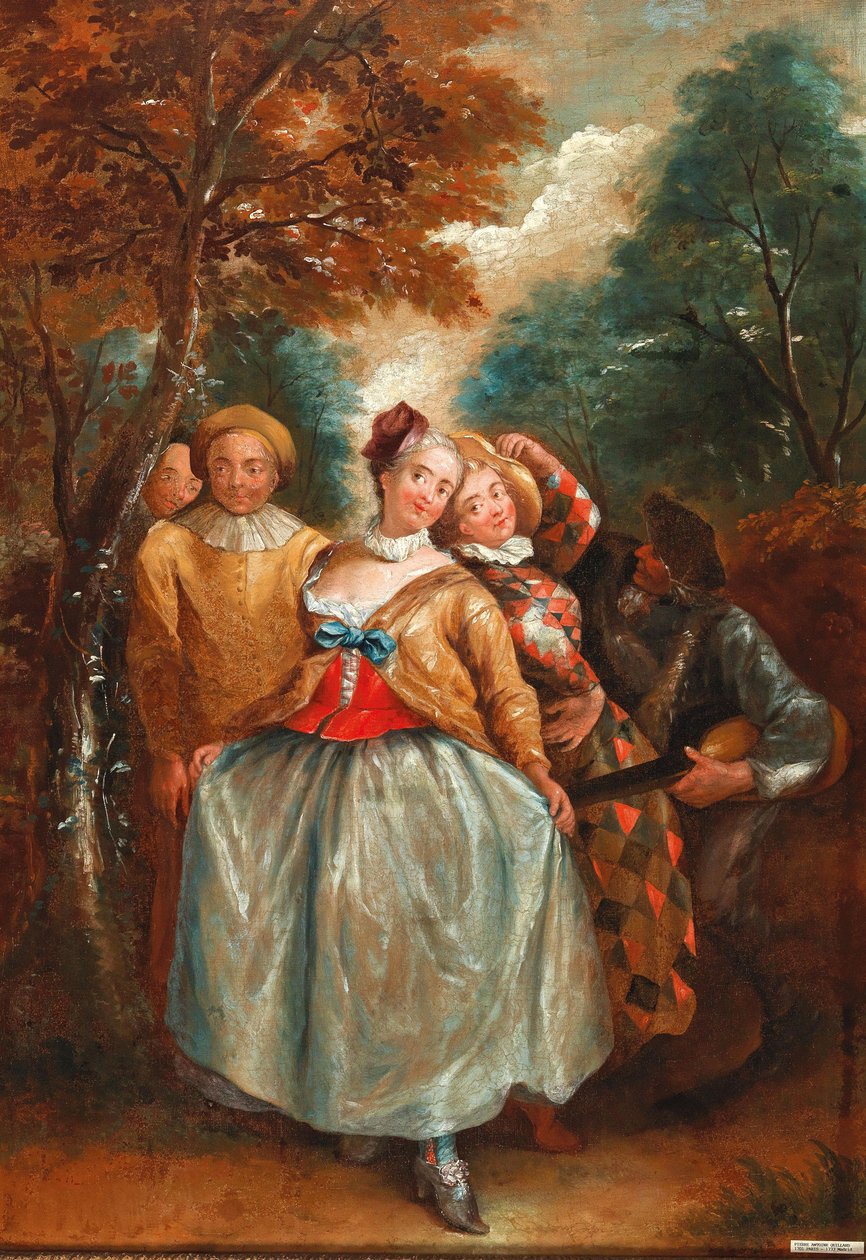Columbina, Harlequin ve Pierrot ile bir Commedia dell