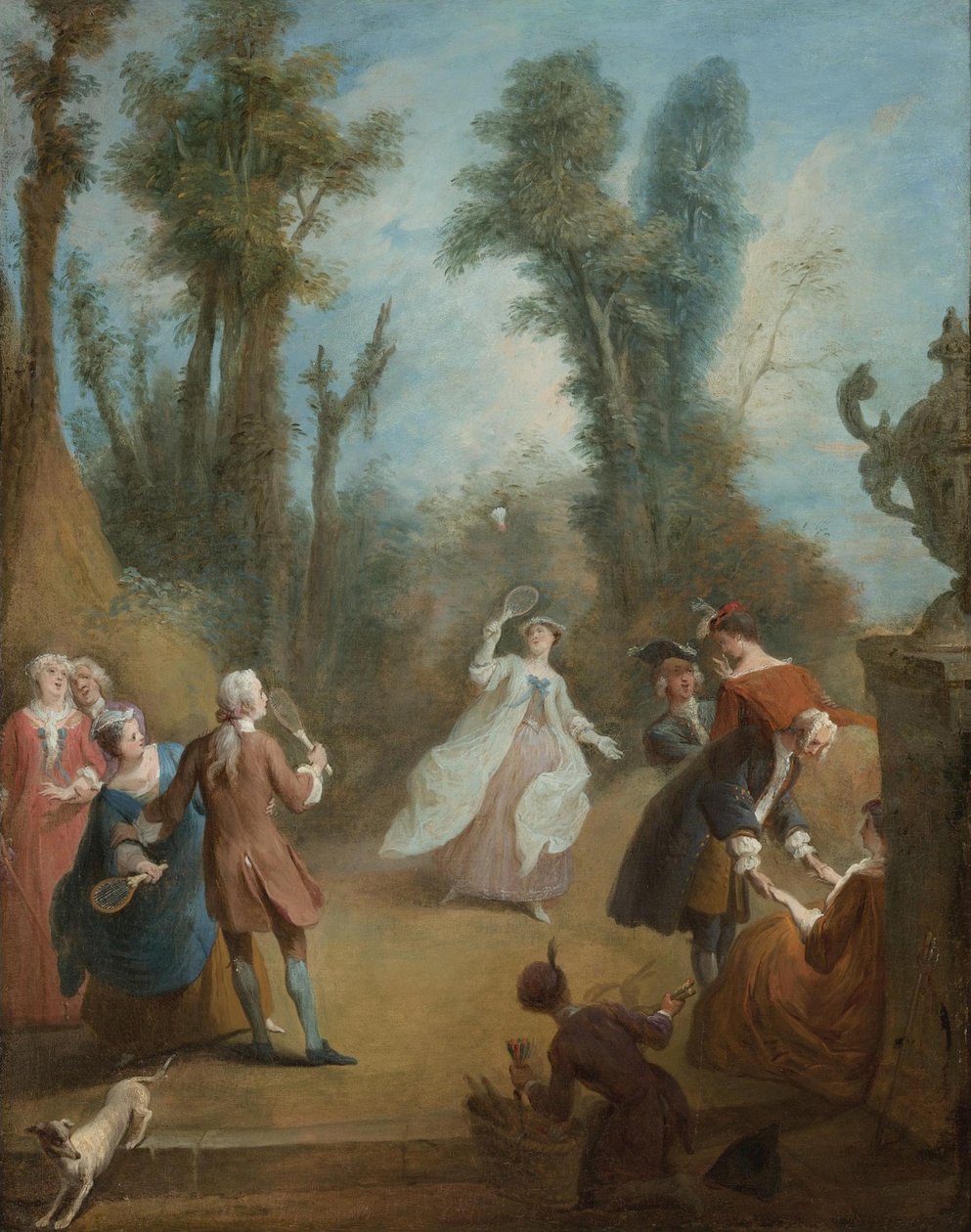 Parkta Raketle Oynayan Zarif Figürler, yaklaşık 1730 by Pierre Antoine Quillard