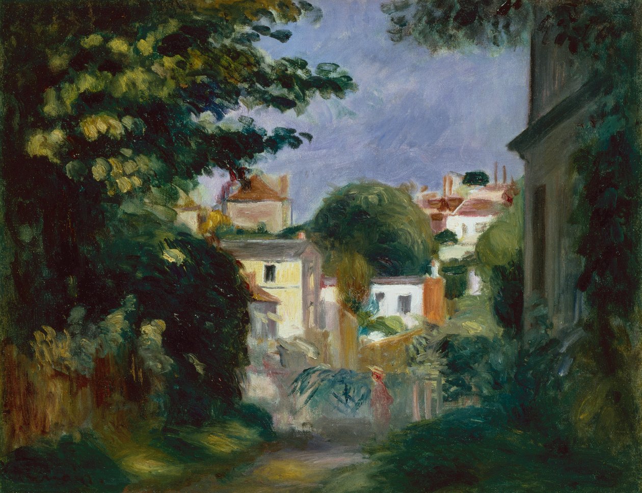 Ağaçlar Arasında Bir Ev ve İnsan (tuval üzerine yağlı boya) by Pierre Auguste Renoir