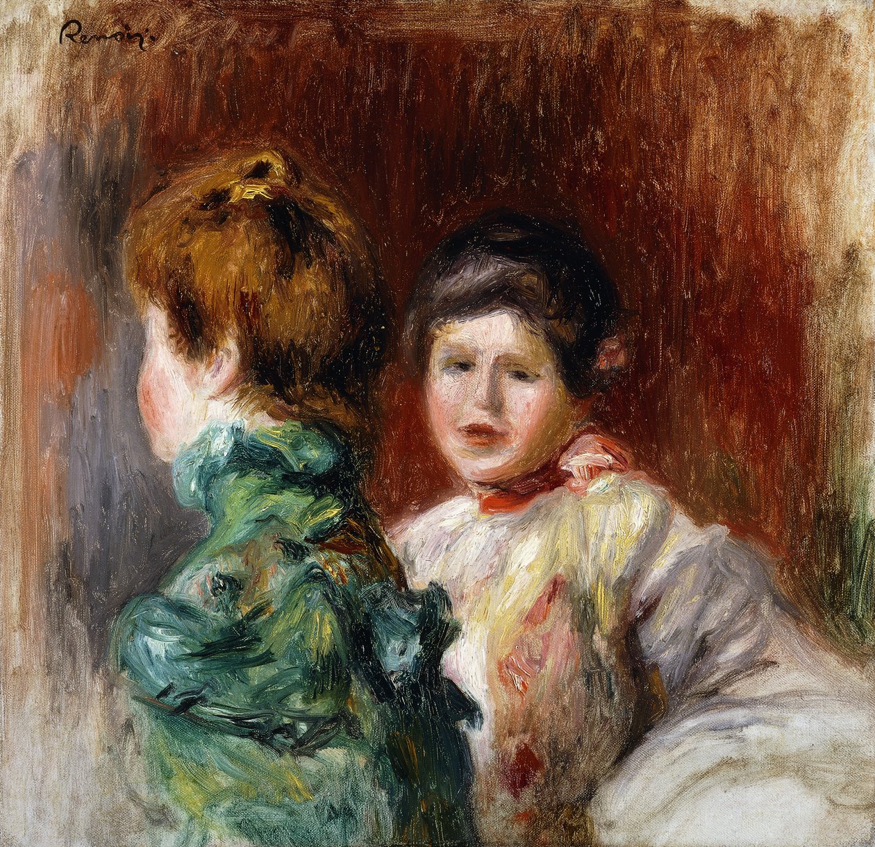 İki Kadın Başı Çizimi; Eskiz, İki Kadın Kafası, 1895 by Pierre Auguste Renoir