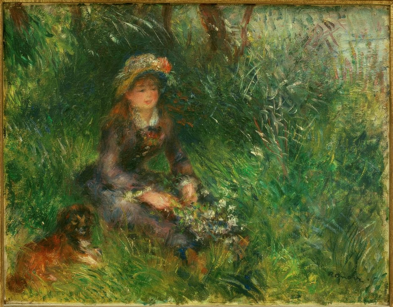 Köpek ile Aline Charigot by Pierre Auguste Renoir